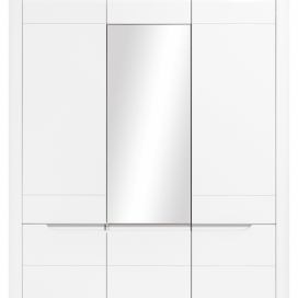 Třídveřová šatní skříň Irma se zrcadlem - bílá