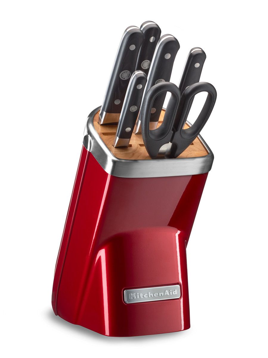KitchenAid Sada nožů s blokem, 7 ks, červená metalíza KKFMA07CA - Chefshop.cz
