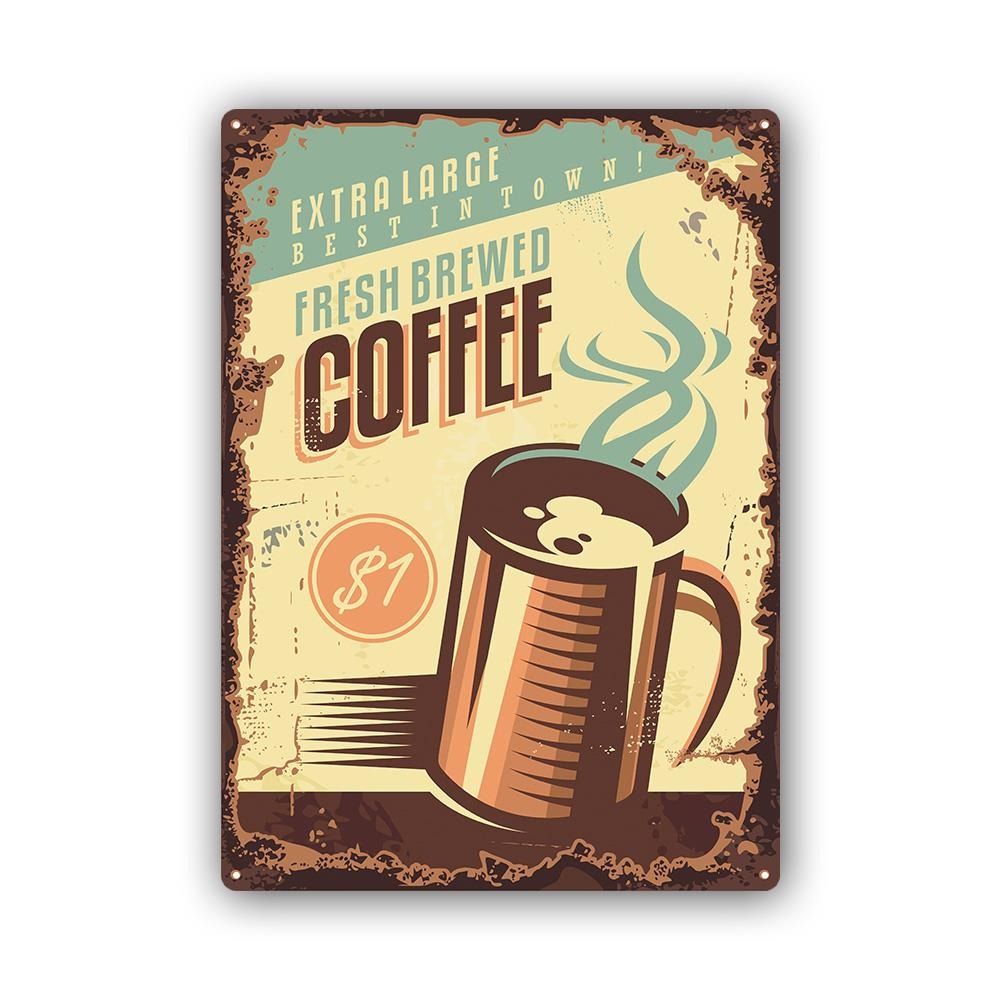 CARO Kovový obraz - Retro - Coffee 2 30x40 cm - GLIX DECO s.r.o.