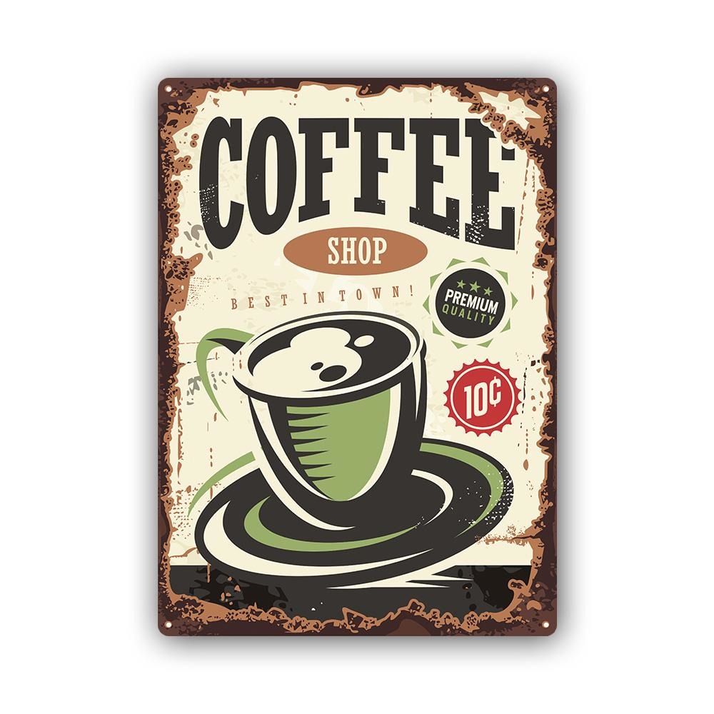 CARO Kovový obraz - Retro - Coffee Shop 30x40 cm - GLIX DECO s.r.o.