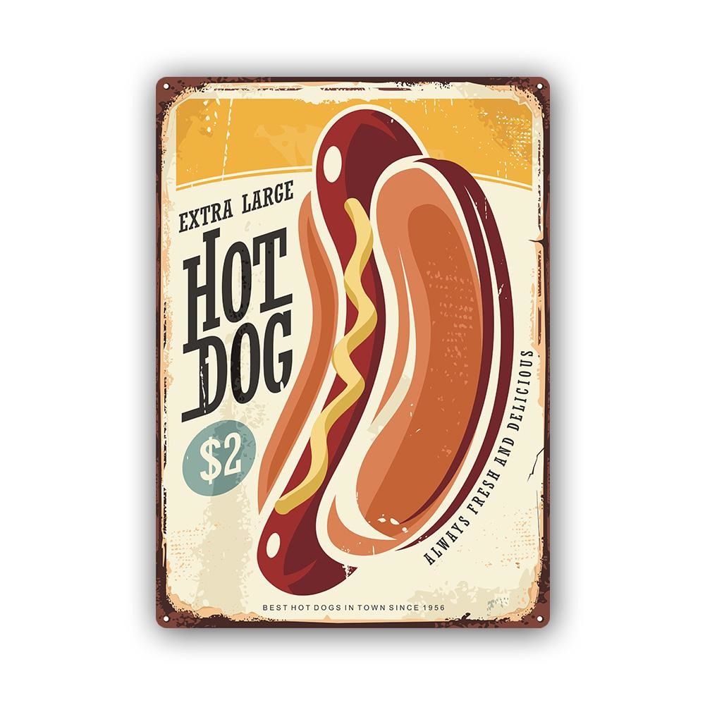 CARO Kovový obraz - Retro - Hot Dog 30x40 cm - GLIX DECO s.r.o.