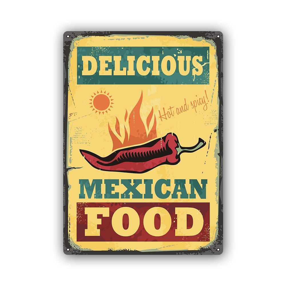 CARO Kovový obraz - Retro - Mexican Food 30x40 cm - GLIX DECO s.r.o.