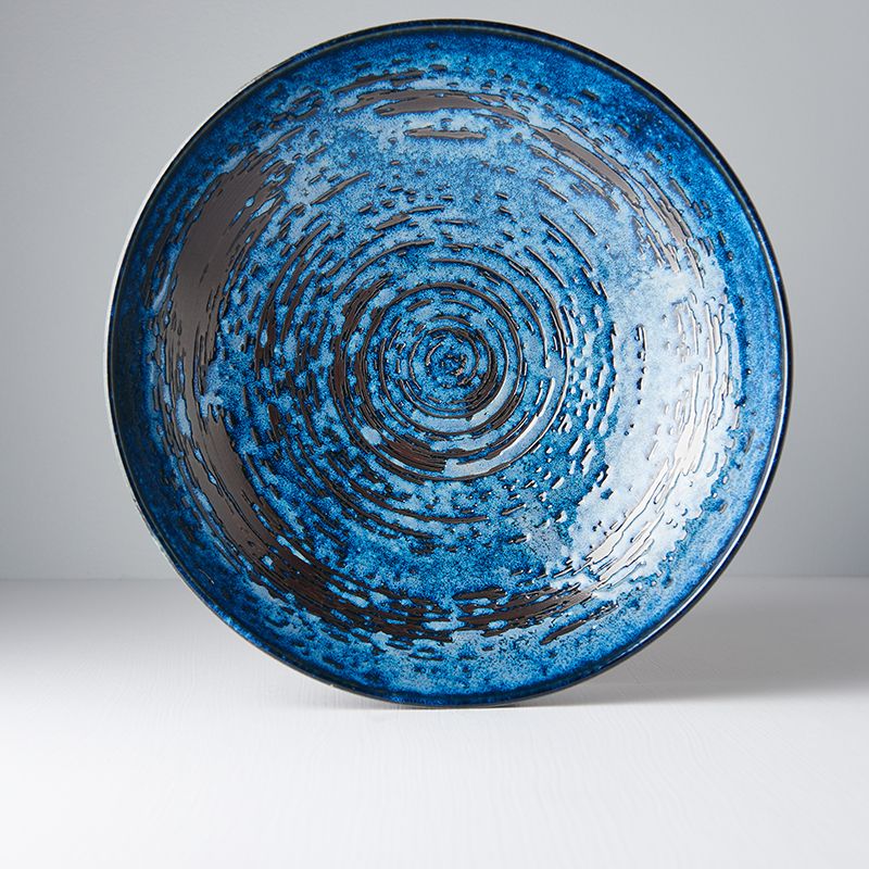 Modrá keramická servírovací mísa MIJ Copper Swirl, ø 28 cm - Bonami.cz