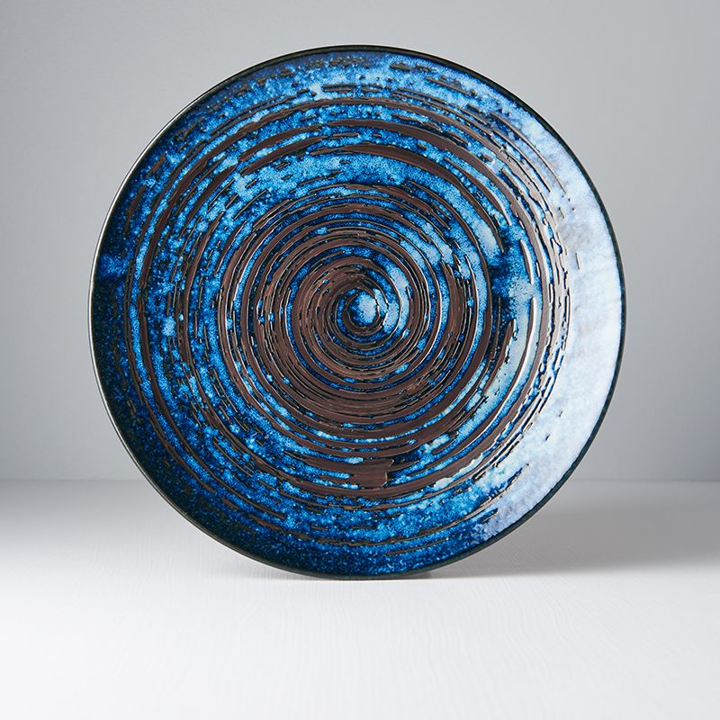 Modrý keramický talíř MIJ Copper Swirl, ø 29 cm - Bonami.cz