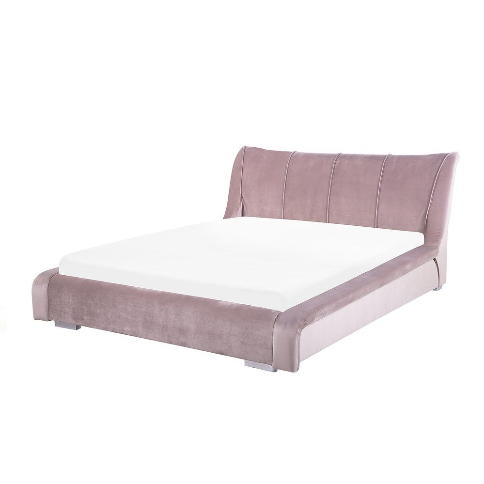 Čalouněná sametová postel v růžové barvě 160 x 200 cm NANTES - Beliani.cz