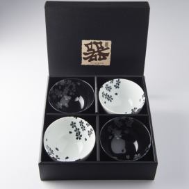 Made in Japan Set misek Black & White Sakura 260 ml 4 ks