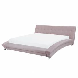 Čalouněná sametová postel v růžové barvě 160 x 200 cm LILLE