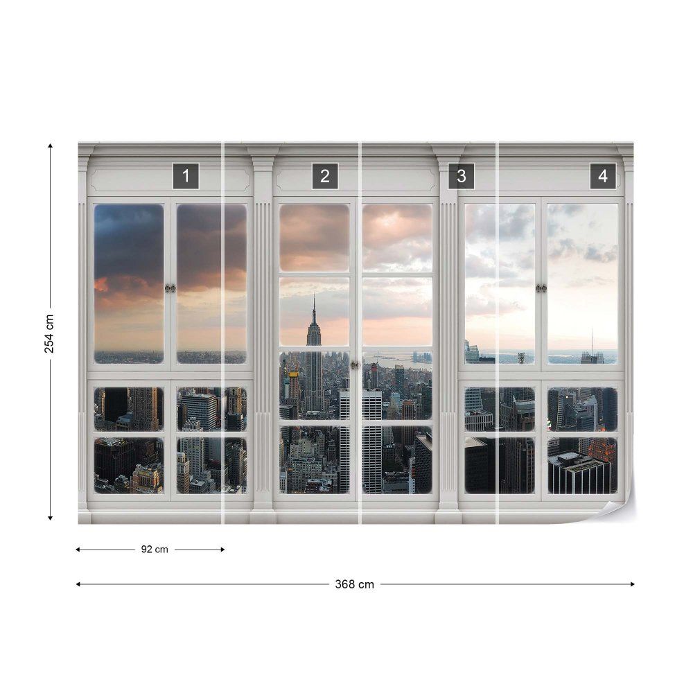 Fototapeta GLIX - 3D Door View New York City Skyline  + lepidlo ZDARMA Papírová tapeta  - 368x254 cm - GLIX DECO s.r.o.