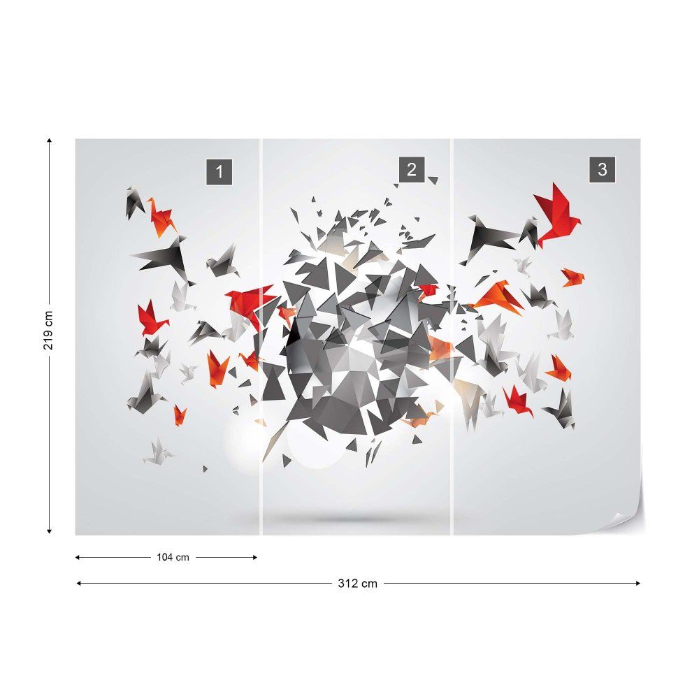 Fototapeta GLIX - 3D Polygon Birds 4 + lepidlo ZDARMA Vliesová tapeta  - 312x219 cm - GLIX DECO s.r.o.