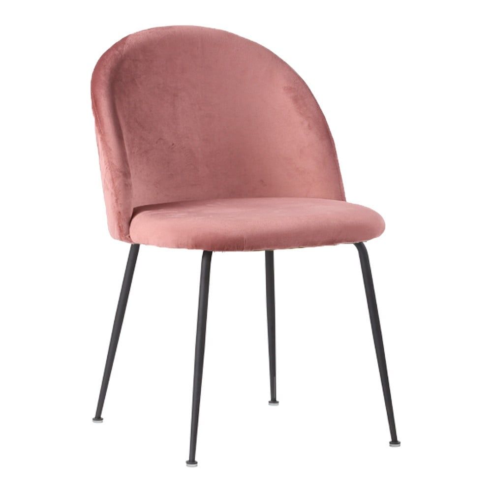 Sada 2 růžových sametových jídelních židlí House Nordic Geneve - Designovynabytek.cz