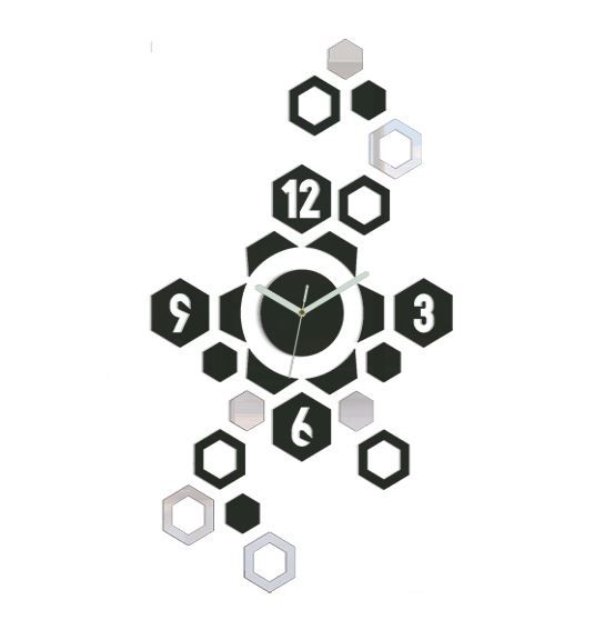 ModernClock 3D nalepovací hodiny Hexagon wenge - Houseland.cz