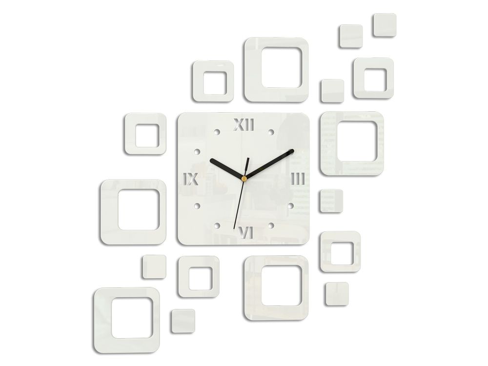 ModernClock 3D nalepovací hodiny Roman Quadrat bílé - Houseland.cz