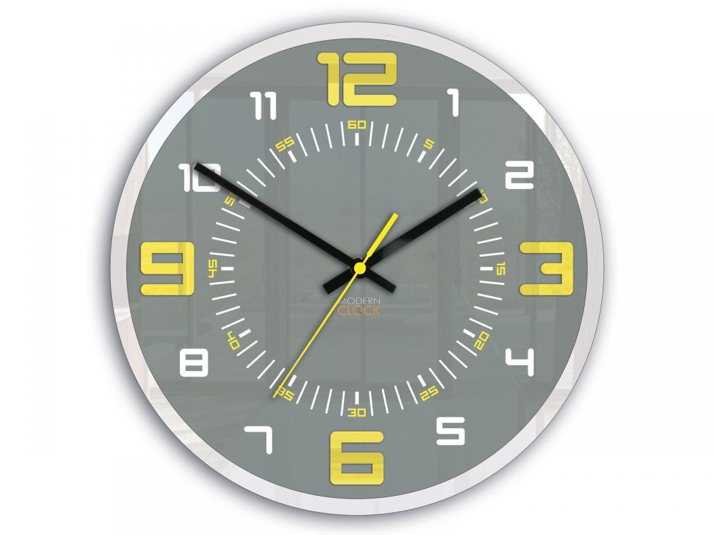 ModernClock Nástěnné hodiny Orion šedo-žluté - Houseland.cz