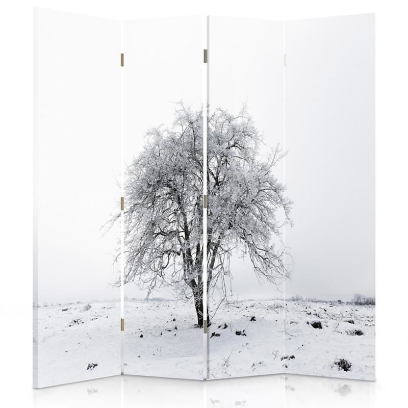 Paraván - A Lonely Snowy Tree | čtyřdílný | oboustranný 145x150 cm - GLIX DECO s.r.o.