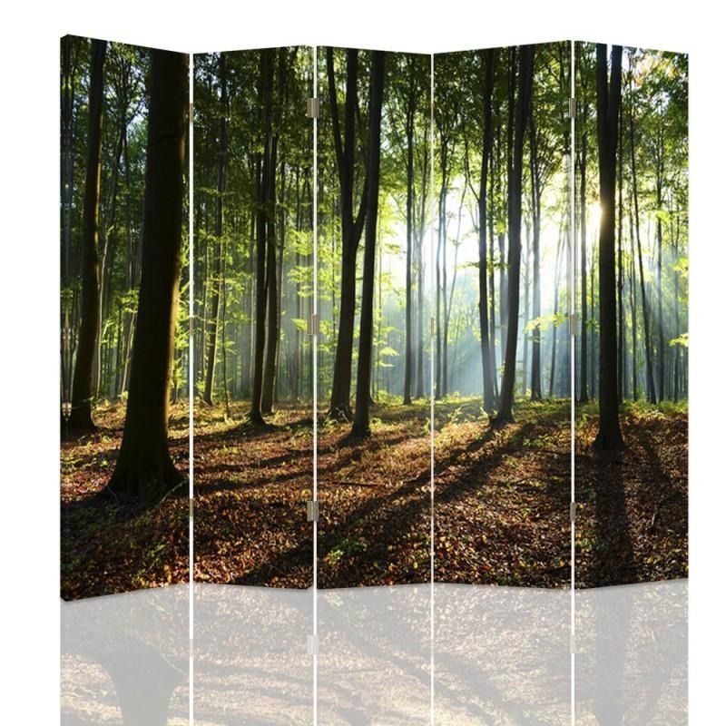 Paraván - Sun Rays In The Forest | pětidílný | oboustranný 180x150 cm - GLIX DECO s.r.o.