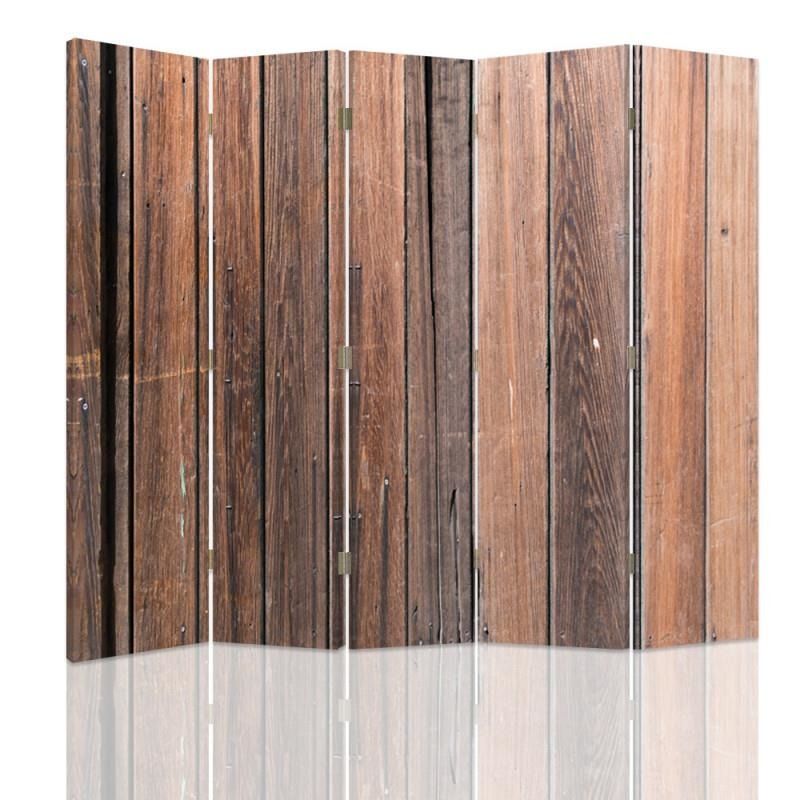 Paraván - Wooden Planks | pětidílný | oboustranný 180x150 cm - GLIX DECO s.r.o.