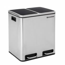 SONGMICS Odpadkový koš Rubax 2x15 L  stříbrno-černý
