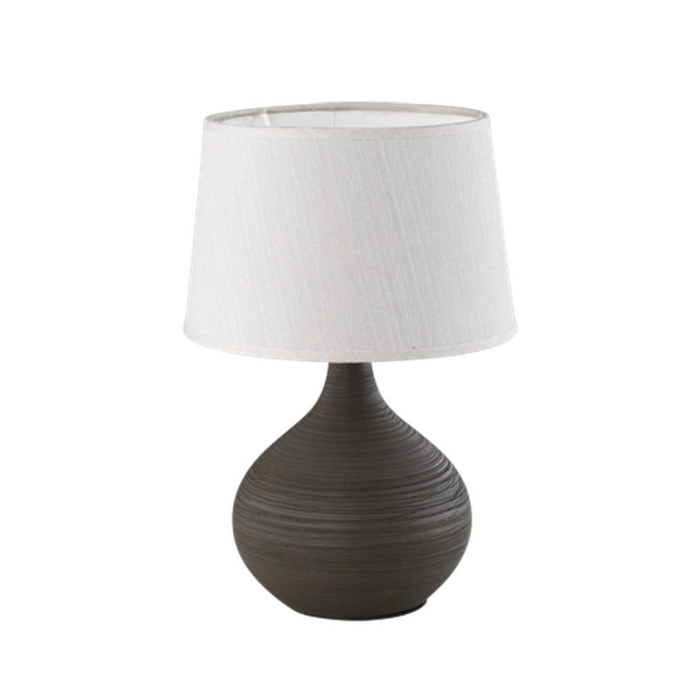 Tmavě hnědá stolní lampa z keramiky a tkaniny Trio Martin, výška 29 cm - Bonami.cz