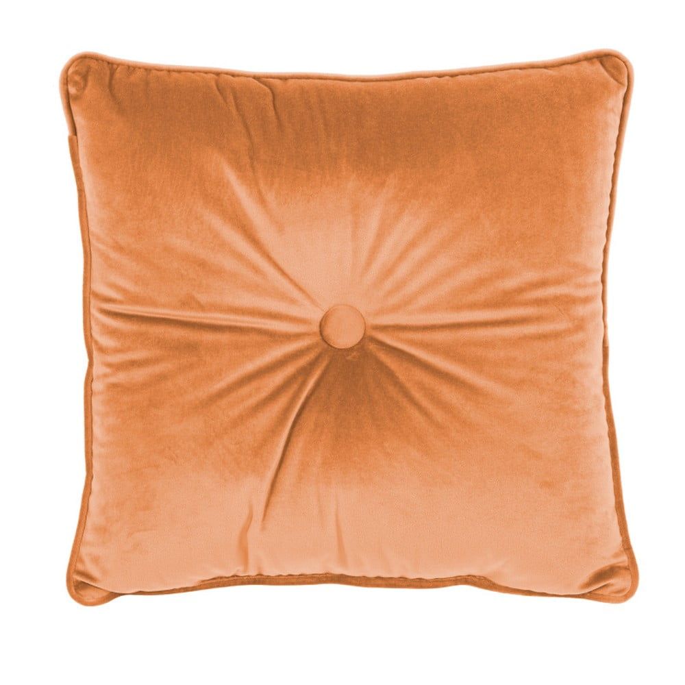 Oranžový polštář Tiseco Home Studio Velvet Button, 45 x 45 cm - Bonami.cz