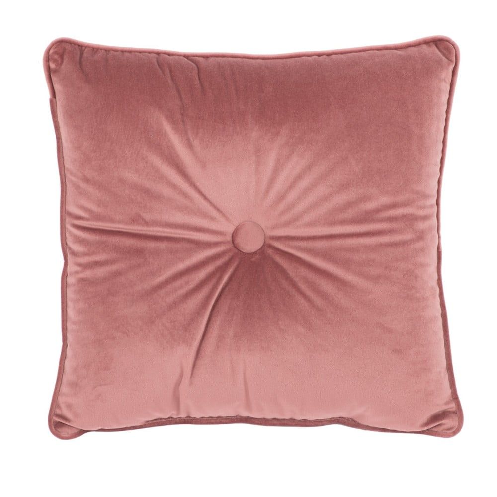 Růžový polštář Tiseco Home Studio Velvet Button, 45 x 45 cm - Bonami.cz