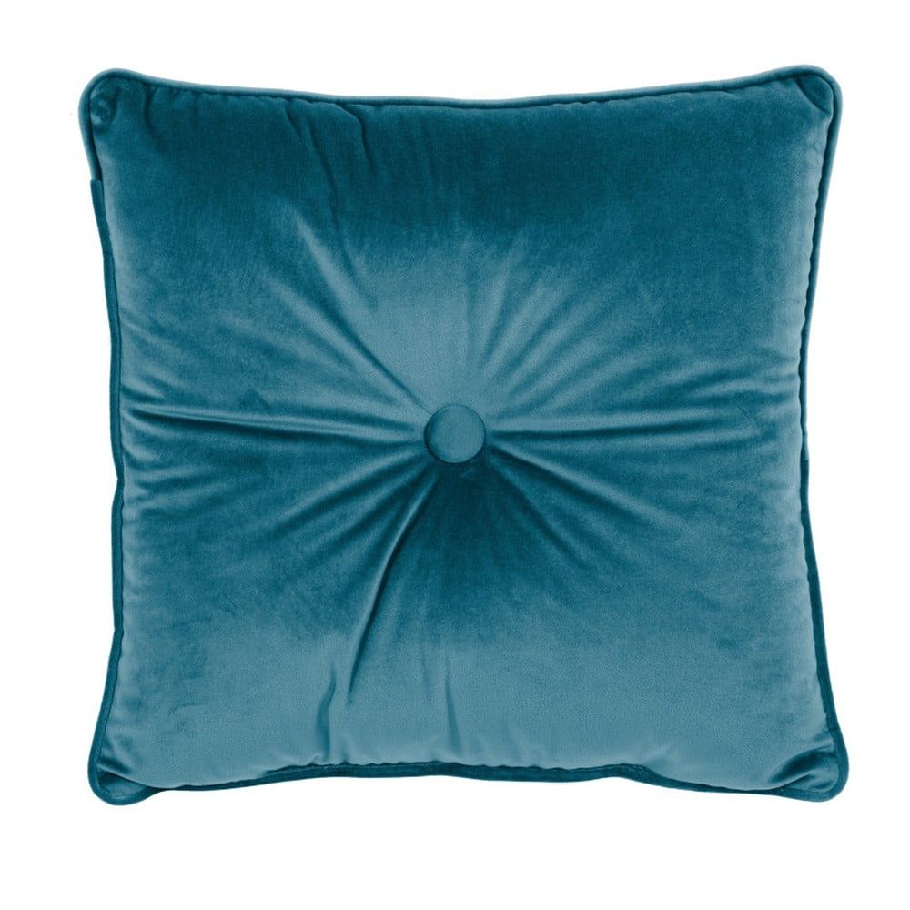 Modrý polštář Tiseco Home Studio Velvet Button, 45 x 45 cm - Bonami.cz