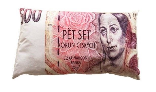 JAHU Dekorační polštář bankovka - 500 Kč - Kokiskashop.cz