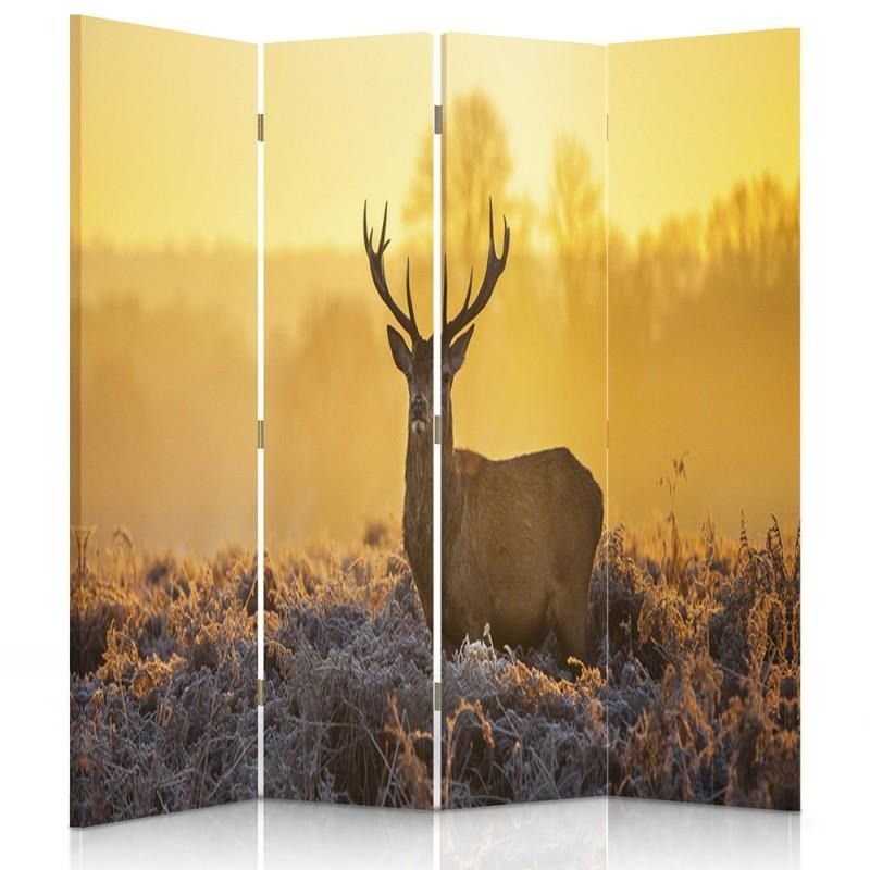 Paraván - A Deer At Sunset 2 | čtyřdílný | oboustranný 145x150 cm - GLIX DECO s.r.o.