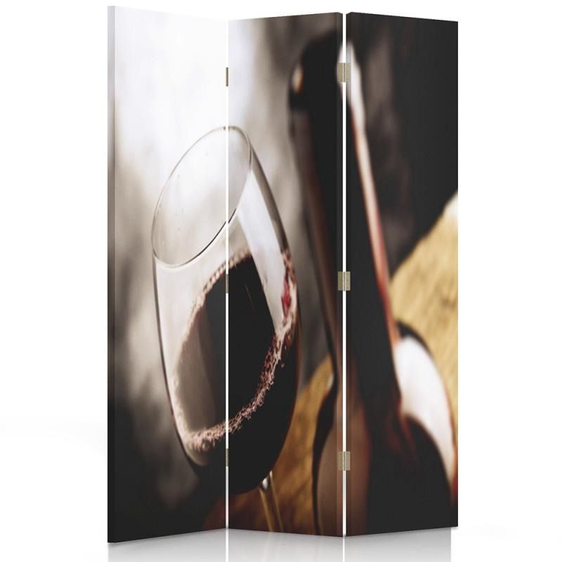 Paraván - A Glass Of Wine 1 | trojdílný | oboustranný 110x150 cm - GLIX DECO s.r.o.