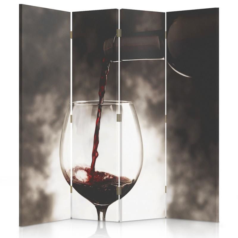 Paraván - A Glass Of Wine | čtyřdílný | oboustranný 145x150 cm - GLIX DECO s.r.o.