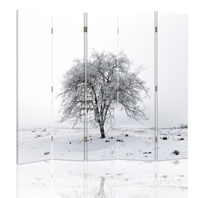 Paraván - A Lone Snowy Tree | pětidílný | oboustranný 180x150 cm - GLIX DECO s.r.o.