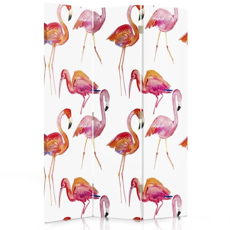 Paraván - Flamingos | trojdílný | oboustranný 110x150 cm - GLIX DECO s.r.o.