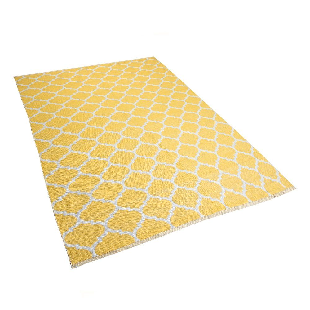 Kanárkově žlutý oboustranný koberec s geometrickým vzorem 140x200 cm AKSU - Beliani.cz