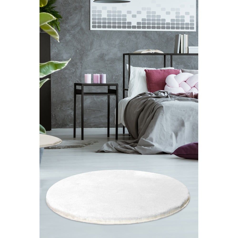 Bílý koberec Milano, ⌀ 90 cm - Bonami.cz