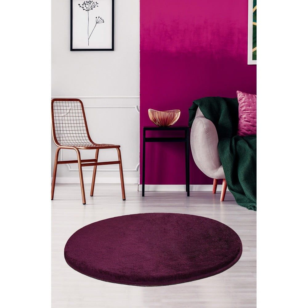 Tmavě fialový koberec Milano, ⌀ 90 cm - Bonami.cz