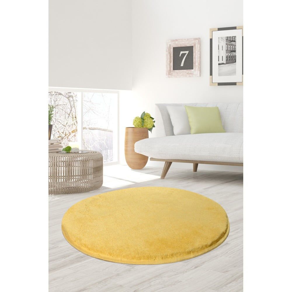 Žlutý koberec Milano, ⌀ 90 cm - Bonami.cz