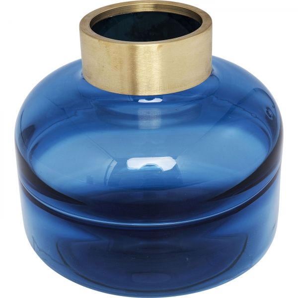 Modrá skleněná váza Positano Belly Blue 21cm - KARE