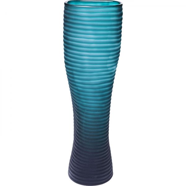 Modrá skleněná váza Swirl Turquoise  46cm - KARE