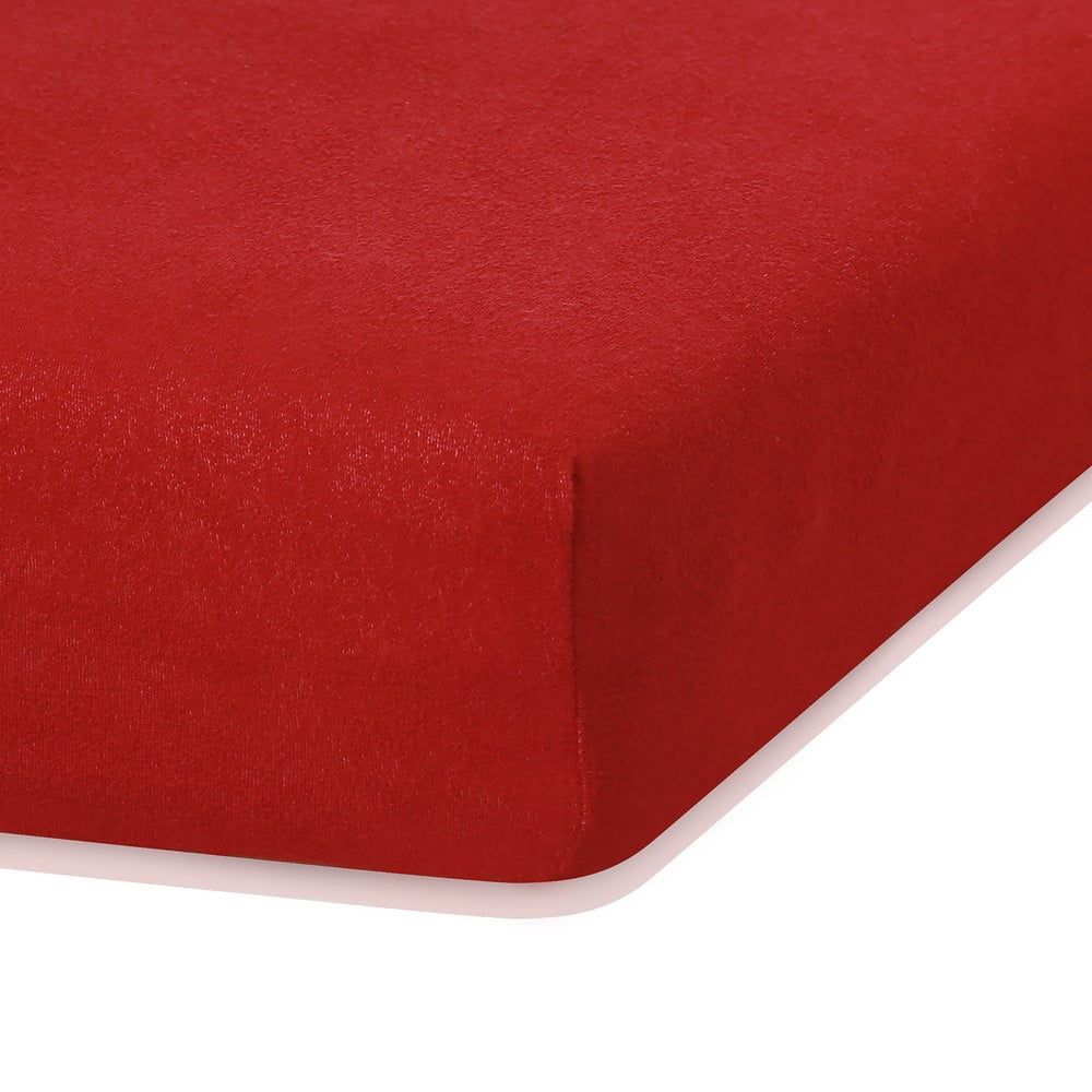 Červené elastické prostěradlo s vysokým podílem bavlny AmeliaHome Ruby, 80/90 x 200 cm - Bonami.cz