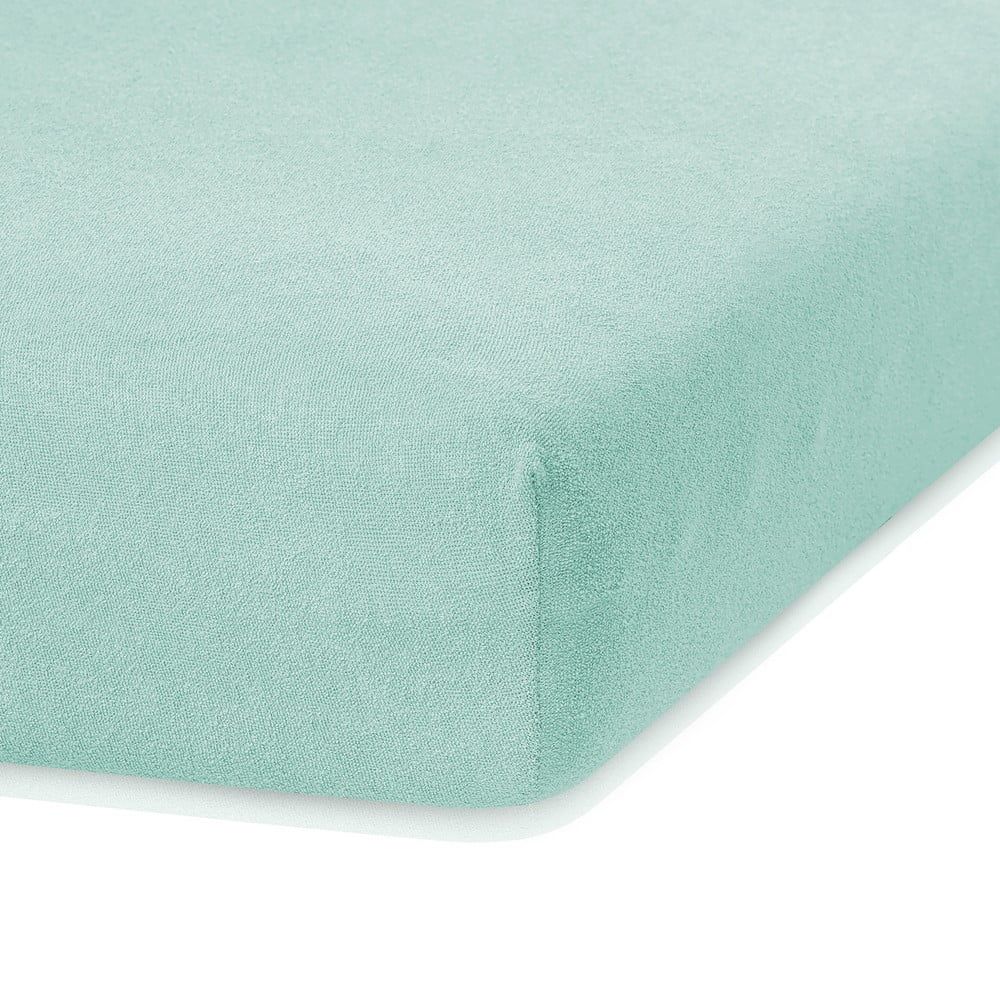 Mátově zelené elastické prostěradlo s vysokým podílem bavlny AmeliaHome Ruby, 160/180 x 200 cm - Bonami.cz