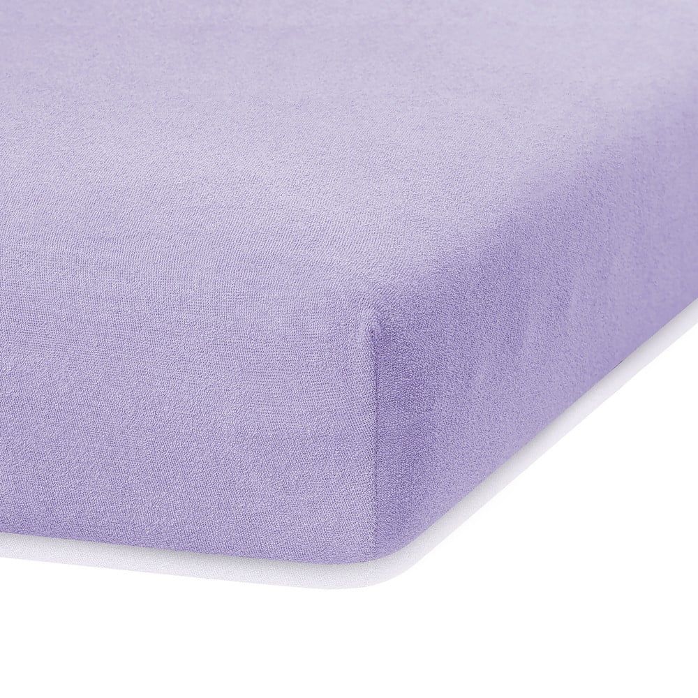 Světle fialové elastické prostěradlo s vysokým podílem bavlny AmeliaHome Ruby, 80/90 x 200 cm - Bonami.cz