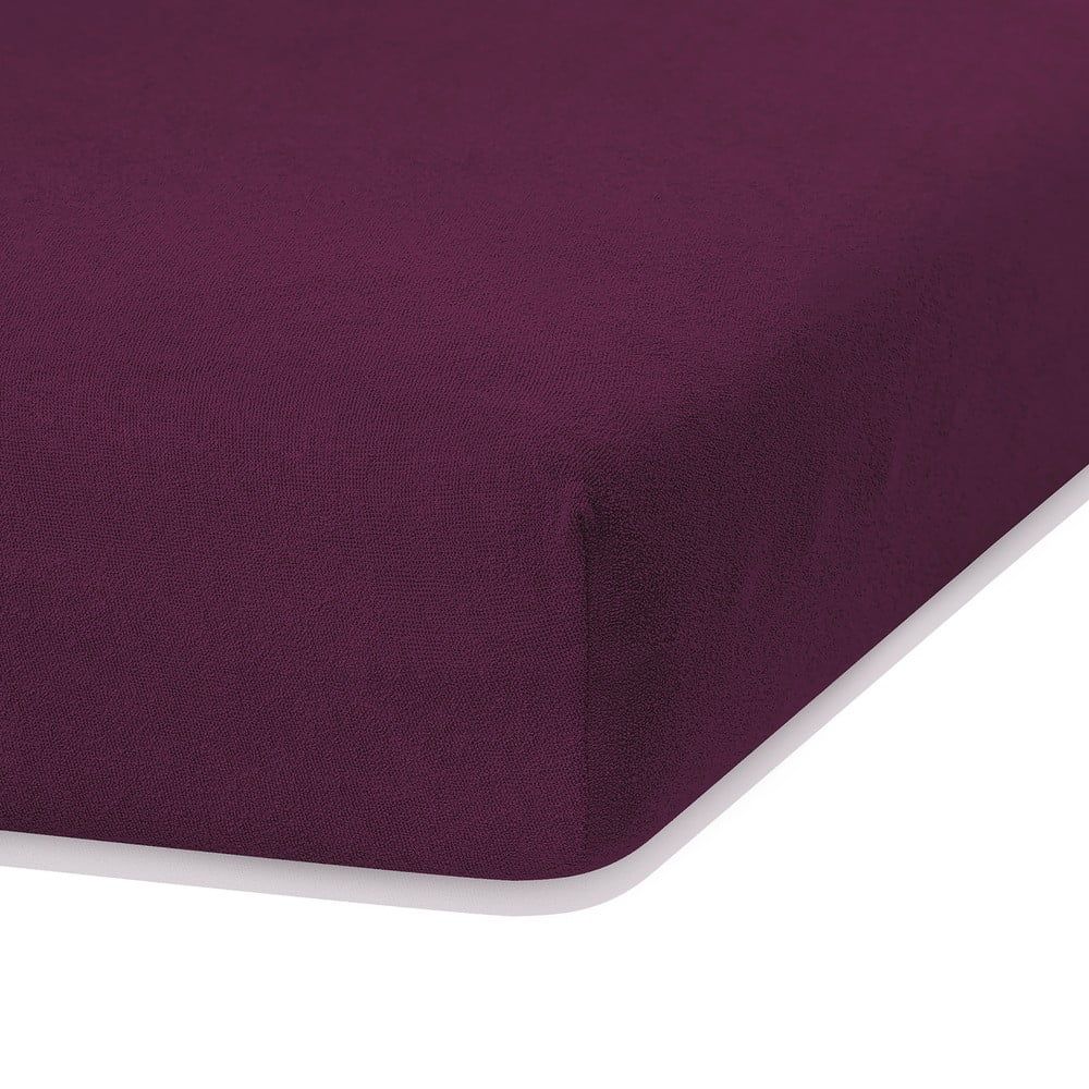 Tmavě fialové elastické prostěradlo s vysokým podílem bavlny AmeliaHome Ruby, 100/120 x 200 cm - Bonami.cz