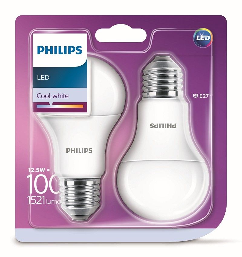 Philips LED 12,5W/100W A60 E27 CW 230V FR ND RF 2-set  neutrální bílé světlo (4000K) - Svítidla FEIM