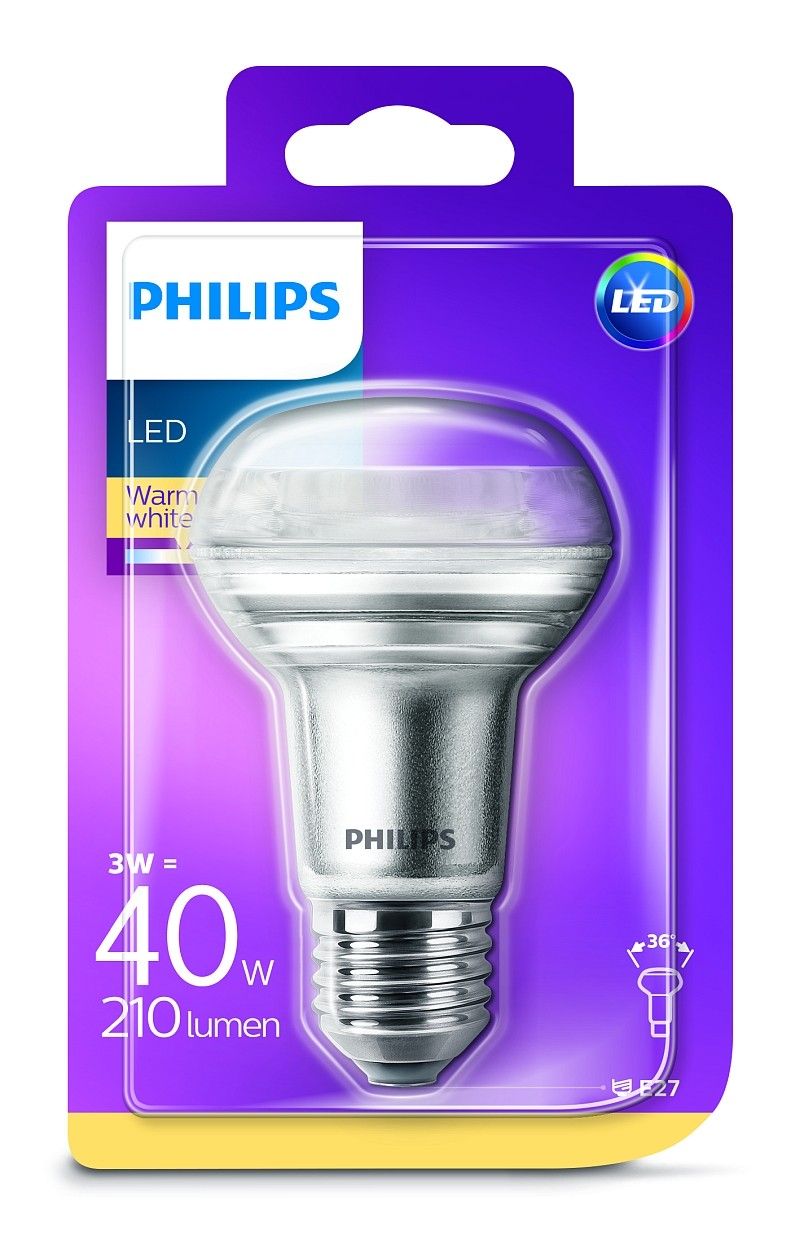 Philips LED žárovka 81157300 230 V, E27, 3 W = 40 W, teplá bílá, A+ (A++ - E), reflektor - Svítidla FEIM