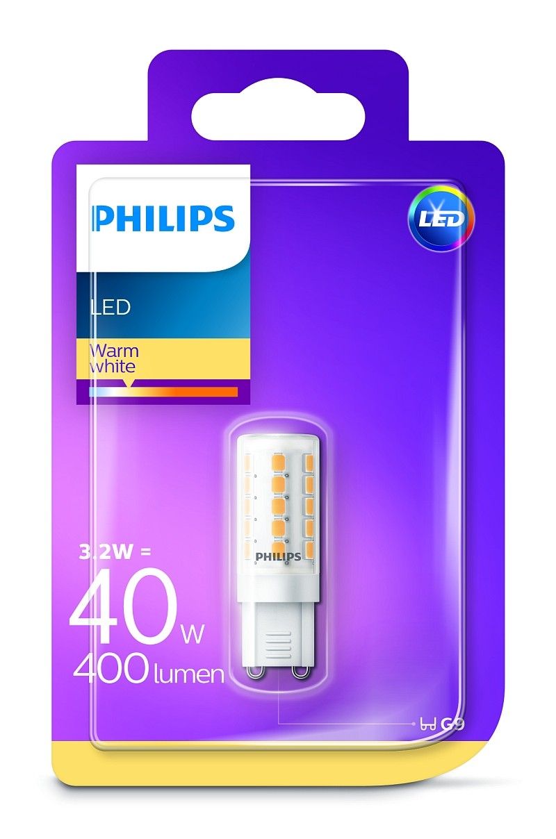 Philips LED žárovka kapková 230V 3,2W G9 noDIM 400lm 2700K A++ 15000h Blistr 1ks teplá bílá - Dekolamp s.r.o.