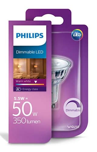 Philips LED 50W GU10 Teplá bílá 230V 36D SILVER DIM/4 - Dekolamp s.r.o.