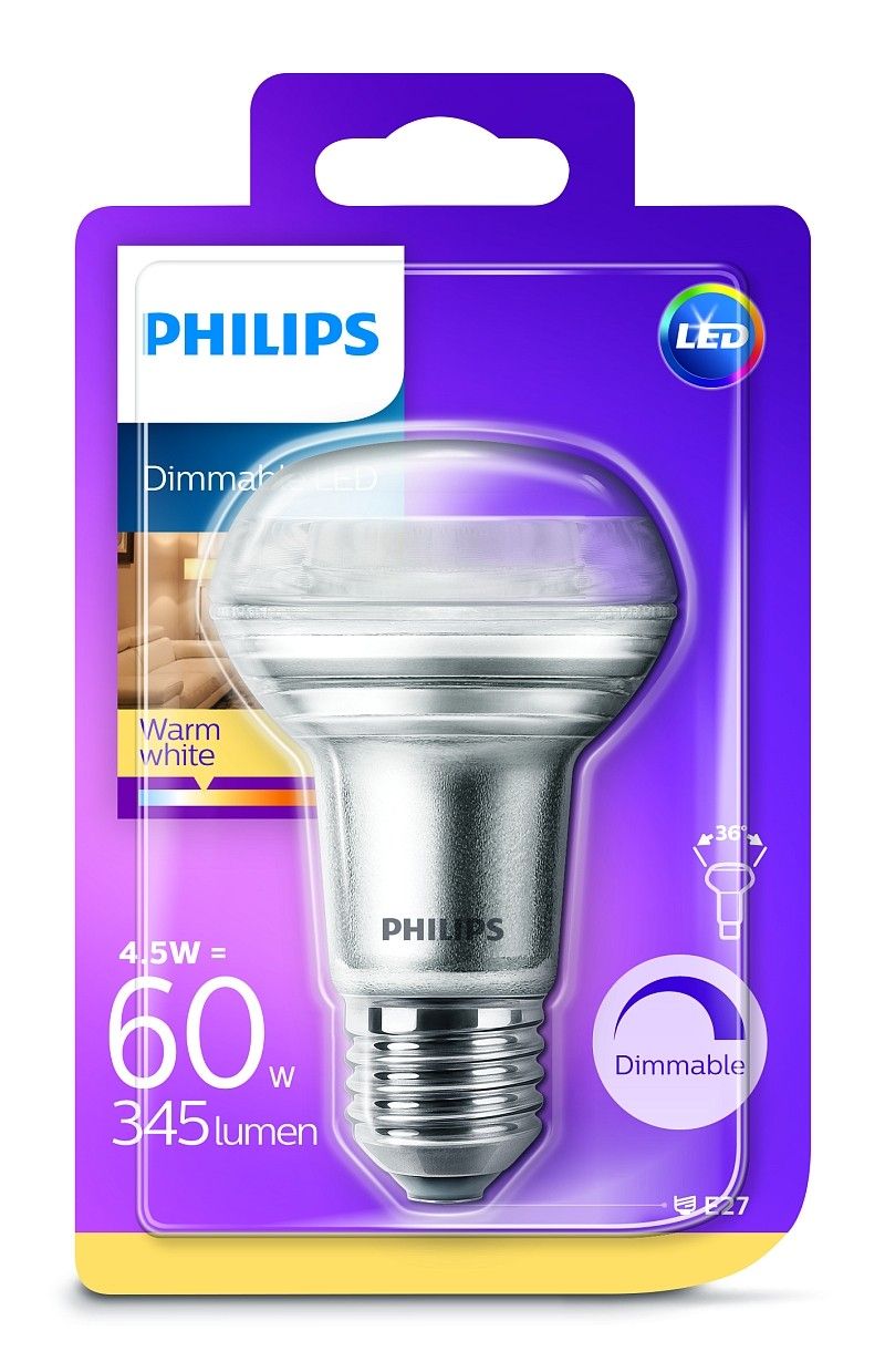 Philips LED žárovka 81159700 230 V, E27, 4.5 W = 60 W, teplá bílá, A+ (A++ - E), reflektor - Svítidla FEIM