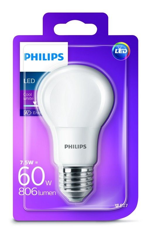 Philips LED 7,5W/60W E27 CW A60 FR ND  neutrální bílé světlo (4000K) - Svítidla FEIM