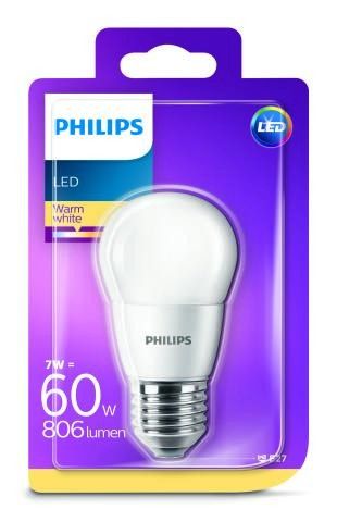 Philips LED 7W/60W E27 WW FR P45 ND mini kvapka  teplé světlo (2700K) - Svítidla FEIM