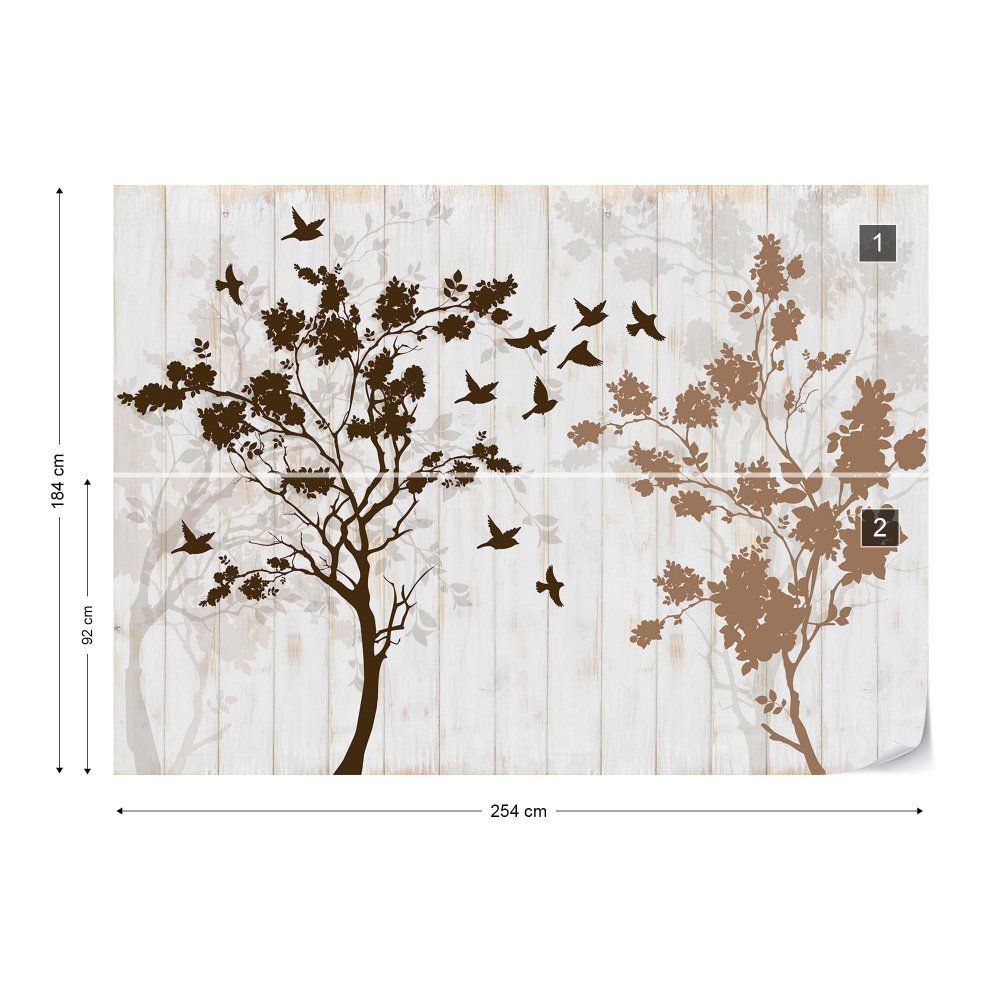 Fototapeta GLIX - Trees And Birds Silhouette + lepidlo ZDARMA Vliesová tapeta  - 254x184 cm - GLIX DECO s.r.o.