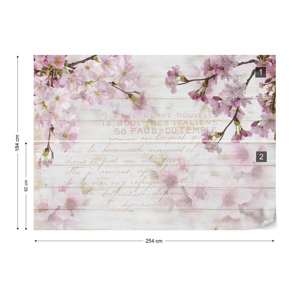 Fototapeta GLIX - Vintage Chic Cherry Blossom + lepidlo ZDARMA Vliesová tapeta  - 254x184 cm - GLIX DECO s.r.o.